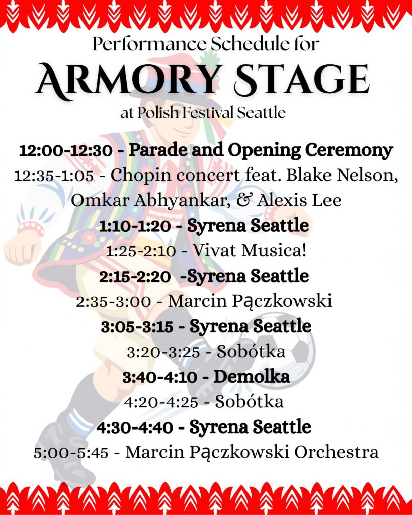 Seattle Polish Festival 2026- Armory schedule